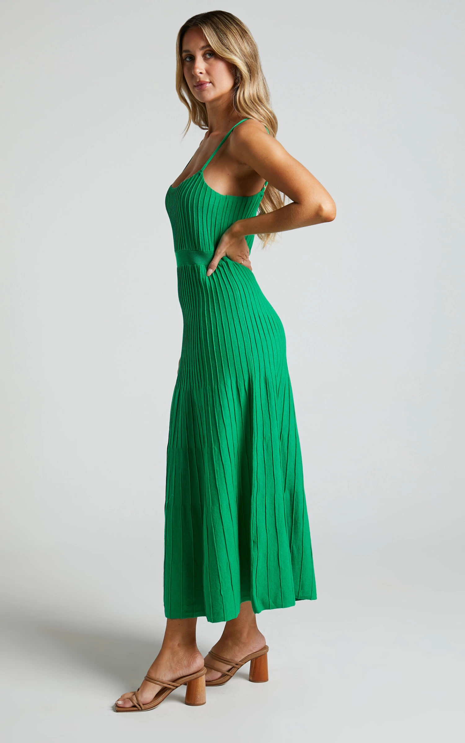 Showpo Donissa Midi Dress - Panelled Knit Dress In Green 4 Showpo Donissa Midi Dress - Panelled Knit Dress In Green - Image 4