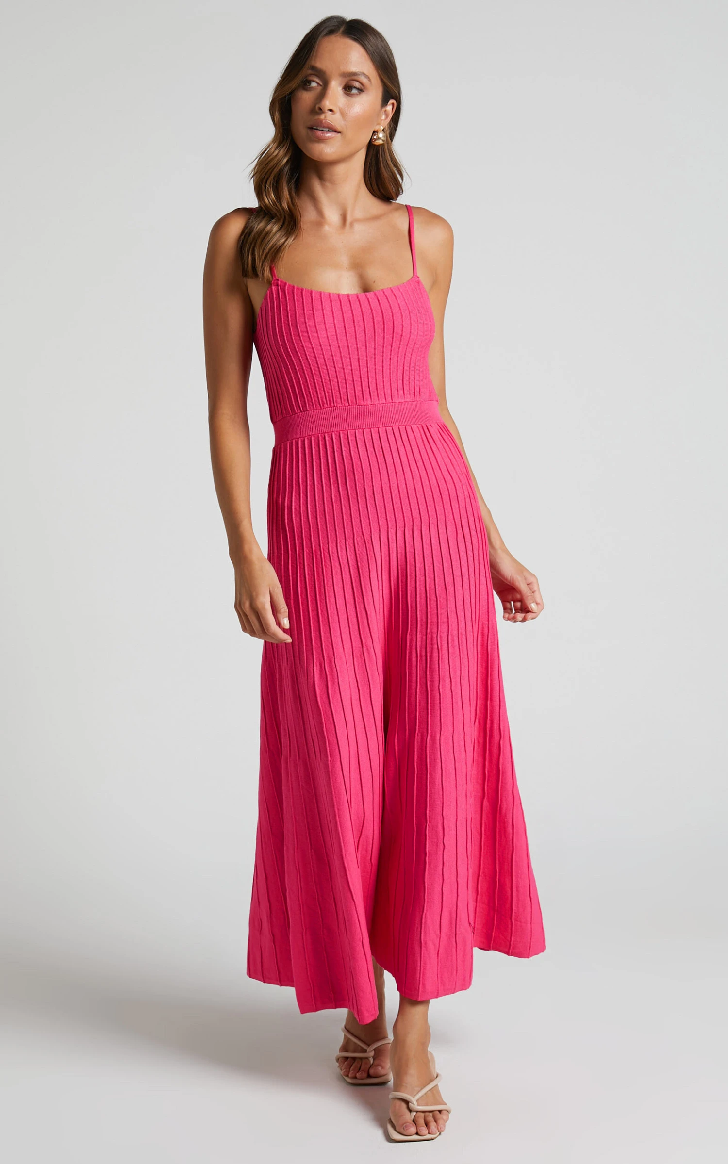 Showpo Donissa Midi Dress - Panelled Knit Dress In Hot Pink 3 Showpo Donissa Midi Dress - Panelled Knit Dress In Hot Pink - Image 3