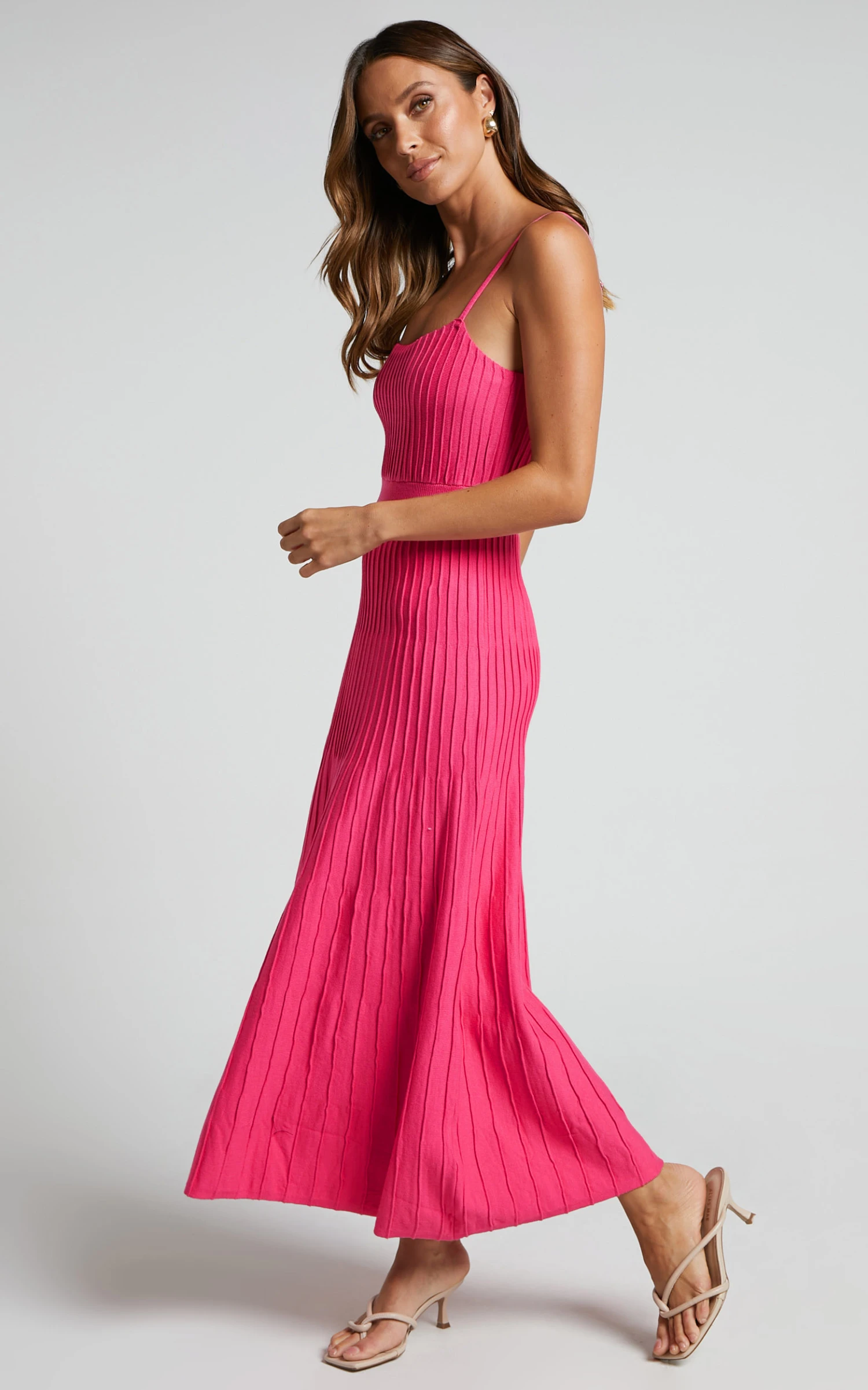 Showpo Donissa Midi Dress - Panelled Knit Dress In Hot Pink 6 Showpo Donissa Midi Dress - Panelled Knit Dress In Hot Pink - Image 6