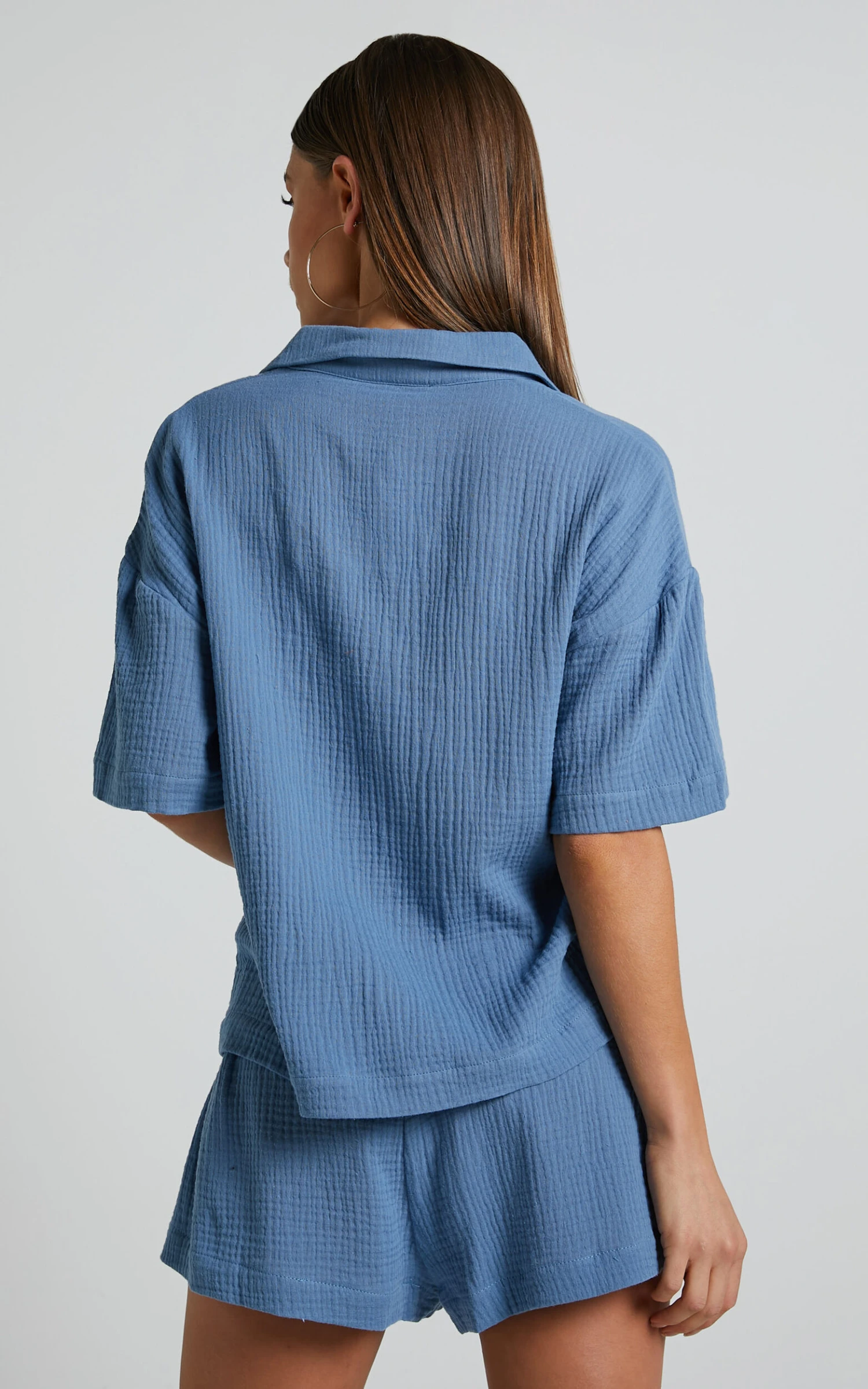 Showpo Donita Button Up Shirt In Azure Blue 8 Showpo Donita Button Up Shirt In Azure Blue - Image 8