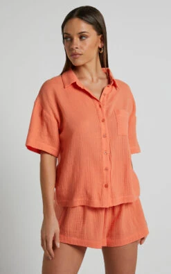 Showpo Donita Button Up Shirt In Sherbet 13 Showpo Donita Button Up Shirt In Sherbet -Showpo Women's Clothing Store Donita Button up Shirt in Sherbet 4