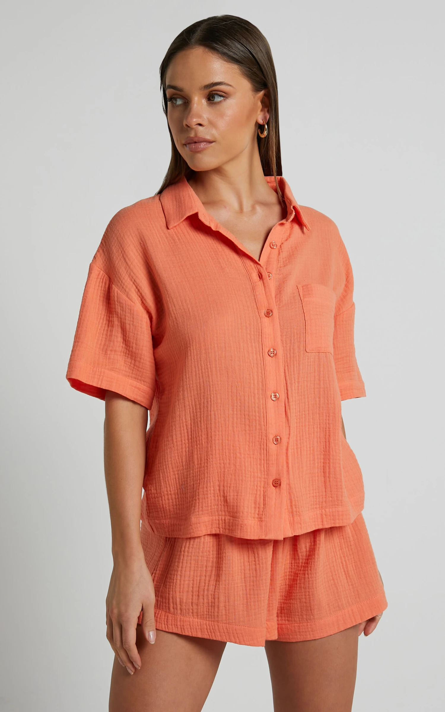 Showpo Donita Button Up Shirt In Sherbet 5 Showpo Donita Button Up Shirt In Sherbet - Image 5