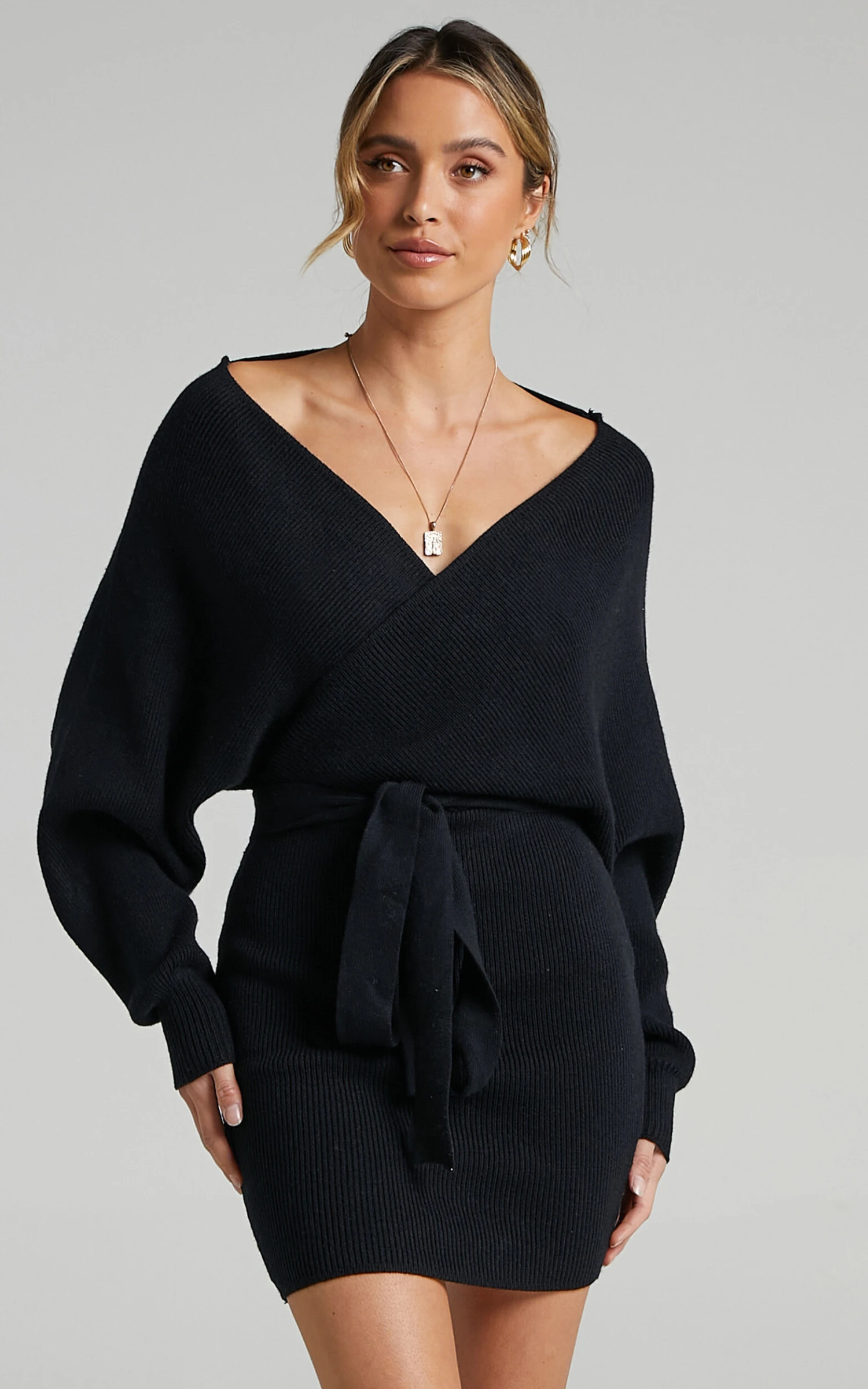 Showpo Dont Fall Down Knit Dress In Black 12 Showpo Dont Fall Down Knit Dress In Black - Image 12