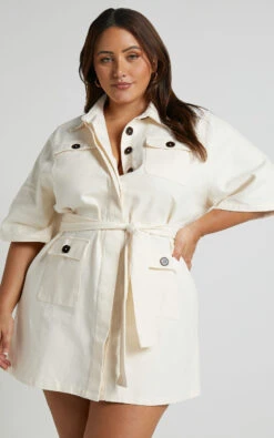 Showpo Dynalyn Wide Sleeve Utility Mini Dress In Cream 10 Showpo Dynalyn Wide Sleeve Utility Mini Dress In Cream -Showpo Women's Clothing Store Dynalyn Wide Sleeve Utility Mini Dress in Cream 3 252822529