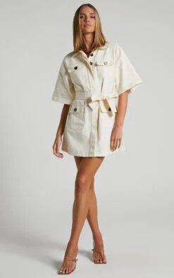 Showpo Dynalyn Wide Sleeve Utility Mini Dress In Cream 11 Showpo Dynalyn Wide Sleeve Utility Mini Dress In Cream -Showpo Women's Clothing Store Dynalyn Wide Sleeve Utility Mini Dress in Cream 9 252832529