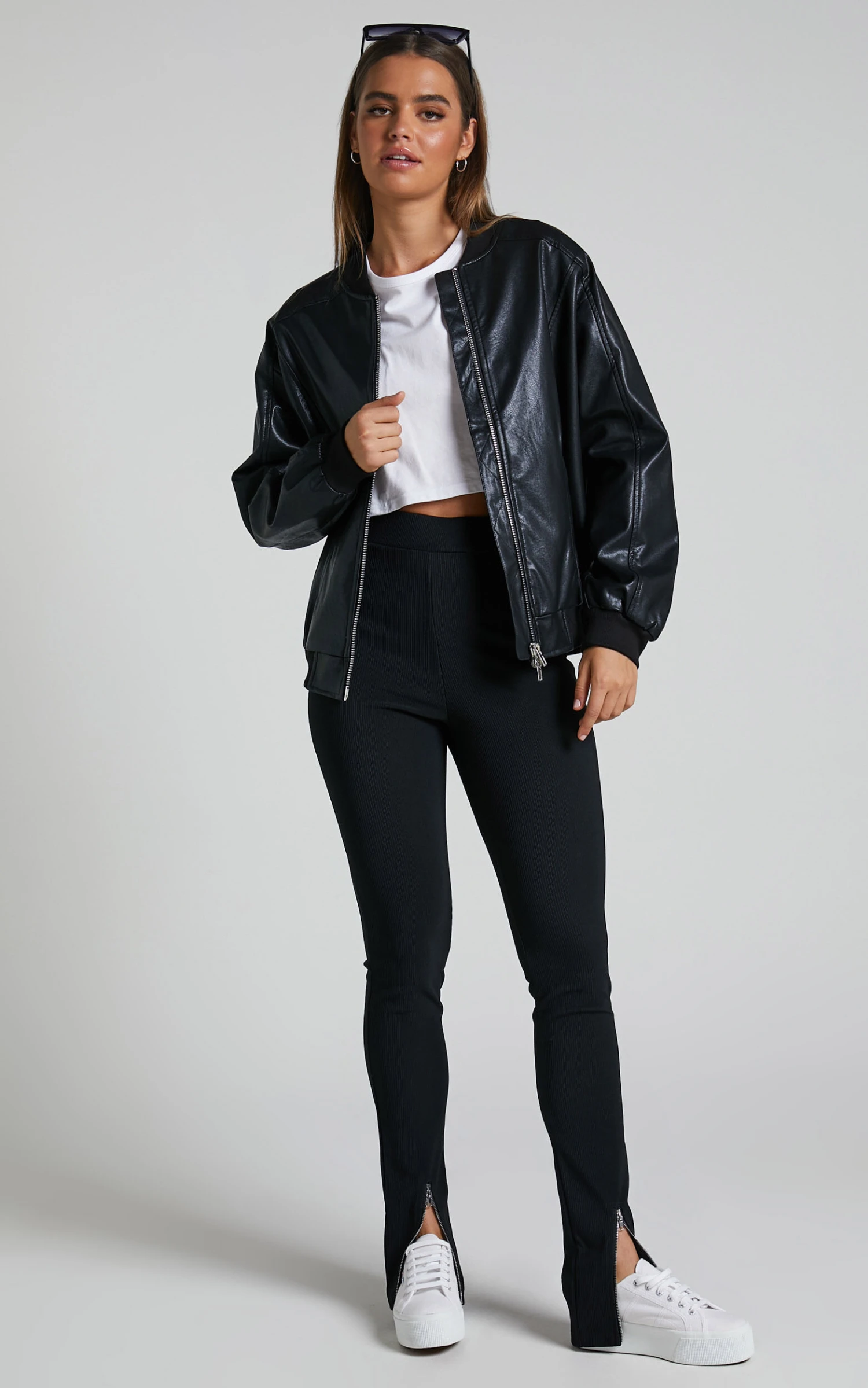 Showpo Edzelith Faux Leather Bomber Jacket In Black 3 Showpo Edzelith Faux Leather Bomber Jacket In Black - Image 3