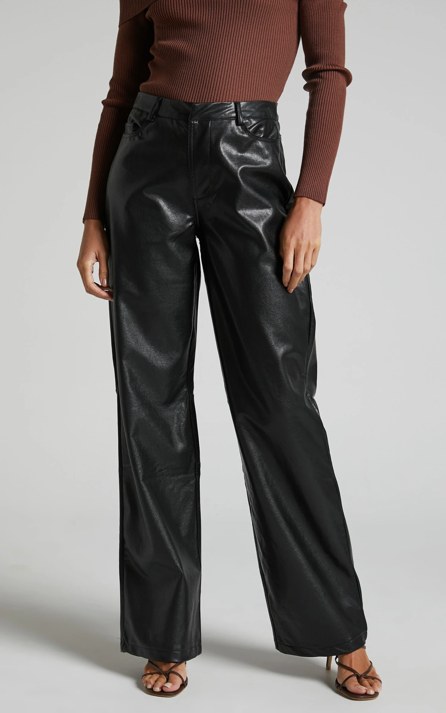 Showpo Edzelith - Mid Rise Faux Leather Relaxed Pant In Black 3 Showpo Edzelith - Mid Rise Faux Leather Relaxed Pant In Black - Image 3