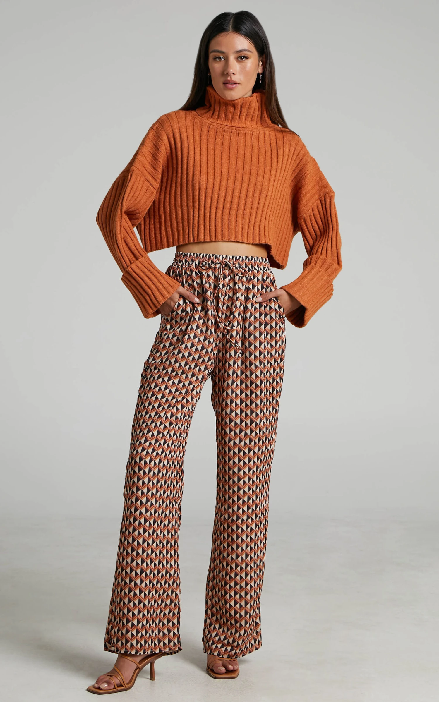 Showpo Eilika Cropped Roll Neck Knit Jumper In Tan 4 Showpo Eilika Cropped Roll Neck Knit Jumper In Tan - Image 4