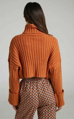Showpo Eilika Cropped Roll Neck Knit Jumper In Tan 10 Showpo Eilika Cropped Roll Neck Knit Jumper In Tan -Showpo Women's Clothing Store Eilika Cropped Heavy Knit Jumper in Tan 2528SO22060008012529 4