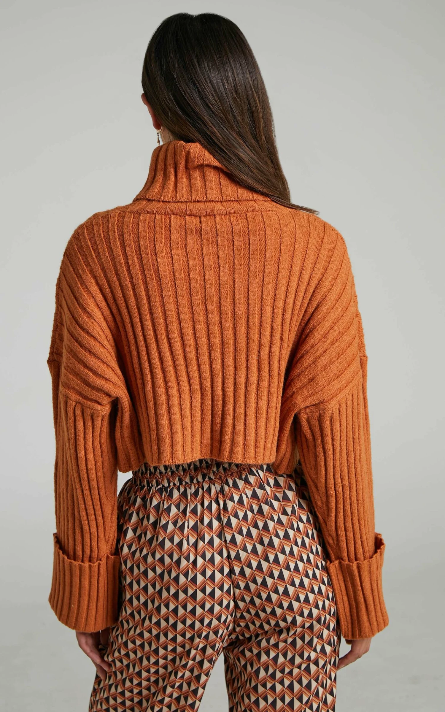 Showpo Eilika Cropped Roll Neck Knit Jumper In Tan 5 Showpo Eilika Cropped Roll Neck Knit Jumper In Tan - Image 5
