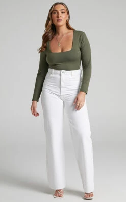 Showpo Elia Square Neck Long Sleeve Bodysuit In Olive 12 Showpo Elia Square Neck Long Sleeve Bodysuit In Olive -Showpo Women's Clothing Store Elia Square Neck Long Sleeve Bodysuit in Olive 2528ST22030042022529 2