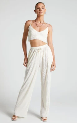Showpo Elowen Two Piece Set - Plisse Crop Top And Relaxed Wide Leg Pants In Cream 13 Showpo Elowen Two Piece Set - Plisse Crop Top And Relaxed Wide Leg Pants In Cream -Showpo Women's Clothing Store Elowen Two Piece Set Plisse Crop Top and Relaxed Wide Leg Pants in Cream 1