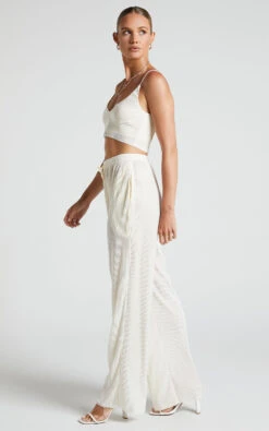 Showpo Elowen Two Piece Set - Plisse Crop Top And Relaxed Wide Leg Pants In Cream 12 Showpo Elowen Two Piece Set - Plisse Crop Top And Relaxed Wide Leg Pants In Cream -Showpo Women's Clothing Store Elowen Two Piece Set Plisse Crop Top and Relaxed Wide Leg Pants in Cream 2
