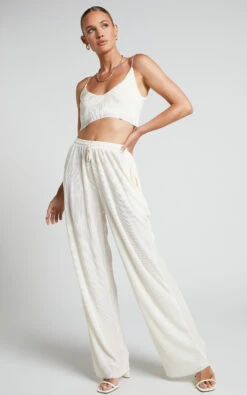 Showpo Elowen Two Piece Set - Plisse Crop Top And Relaxed Wide Leg Pants In Cream 11 Showpo Elowen Two Piece Set - Plisse Crop Top And Relaxed Wide Leg Pants In Cream -Showpo Women's Clothing Store Elowen Two Piece Set Plisse Crop Top and Relaxed Wide Leg Pants in Cream 5
