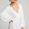 Showpo Erine Long Sleeve Sequin Dress In White