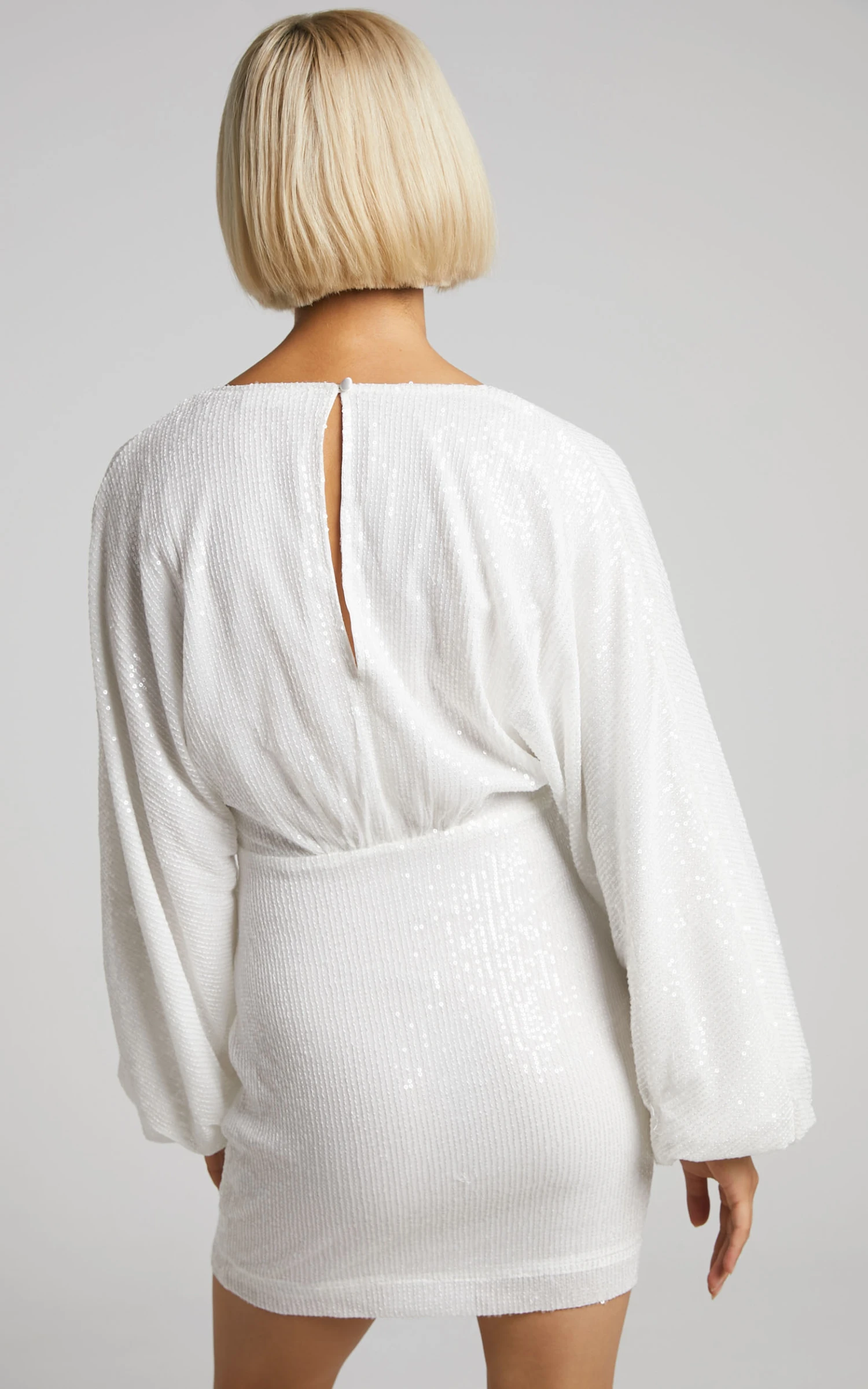 Showpo Erine Long Sleeve Sequin Dress In White 6 Showpo Erine Long Sleeve Sequin Dress In White - Image 6