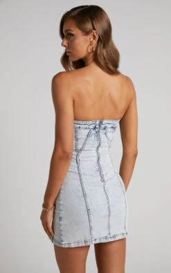 Showpo Erline Mini Dress - Asymmetric Strapless Denim Dress In Mid Blue Wash 14 Showpo Erline Mini Dress - Asymmetric Strapless Denim Dress In Mid Blue Wash -Showpo Women's Clothing Store Erline Asymmetric Strapless Denim Mini in Mid Blue Wash 2528SD22040014012529 7