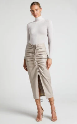 Showpo Ermalen Bodysuit - High Neck Long Sleeve Bodysuit In Stone 13 Showpo Ermalen Bodysuit - High Neck Long Sleeve Bodysuit In Stone -Showpo Women's Clothing Store Ermalen Bodysuit High Neck Long Sleeve Bodysuit in Nude