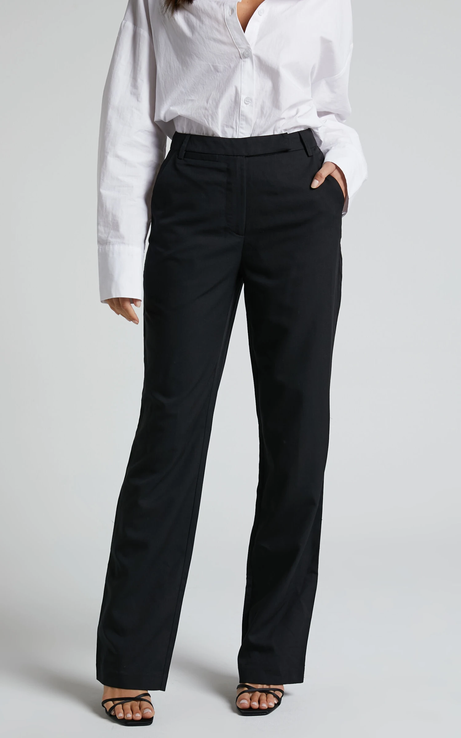 Showpo Ernez High Waisted Tailored Straight Pants In Black 4 Showpo Ernez High Waisted Tailored Straight Pants In Black - Image 4