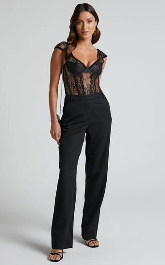 Showpo Ernez High Waisted Tailored Straight Pants In Black 1 Showpo Ernez High Waisted Tailored Straight Pants In Black