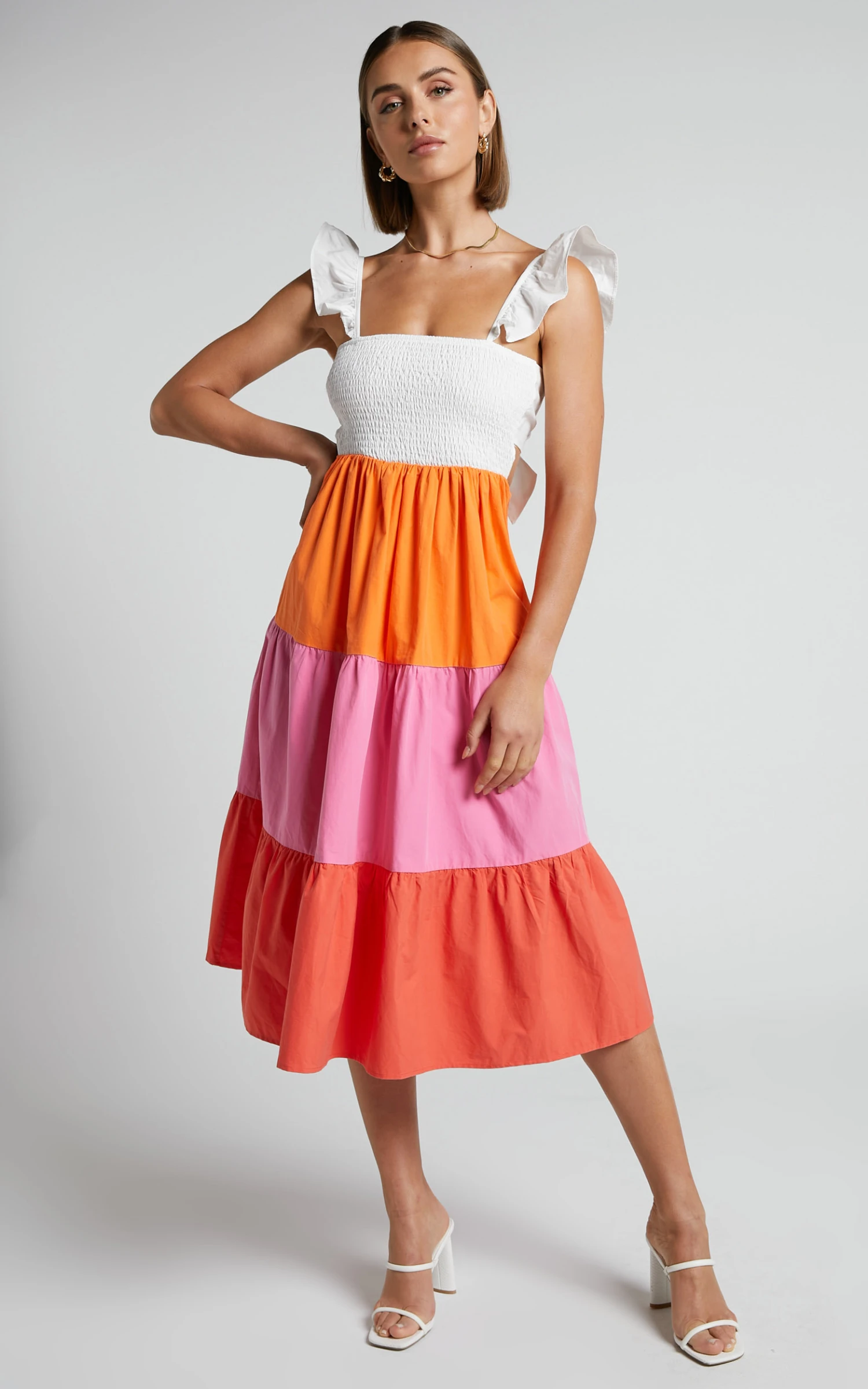 Showpo Eugenna Cotton Tiered Colour Block Midi Dress In Multi 3 Showpo Eugenna Cotton Tiered Colour Block Midi Dress In Multi - Image 3