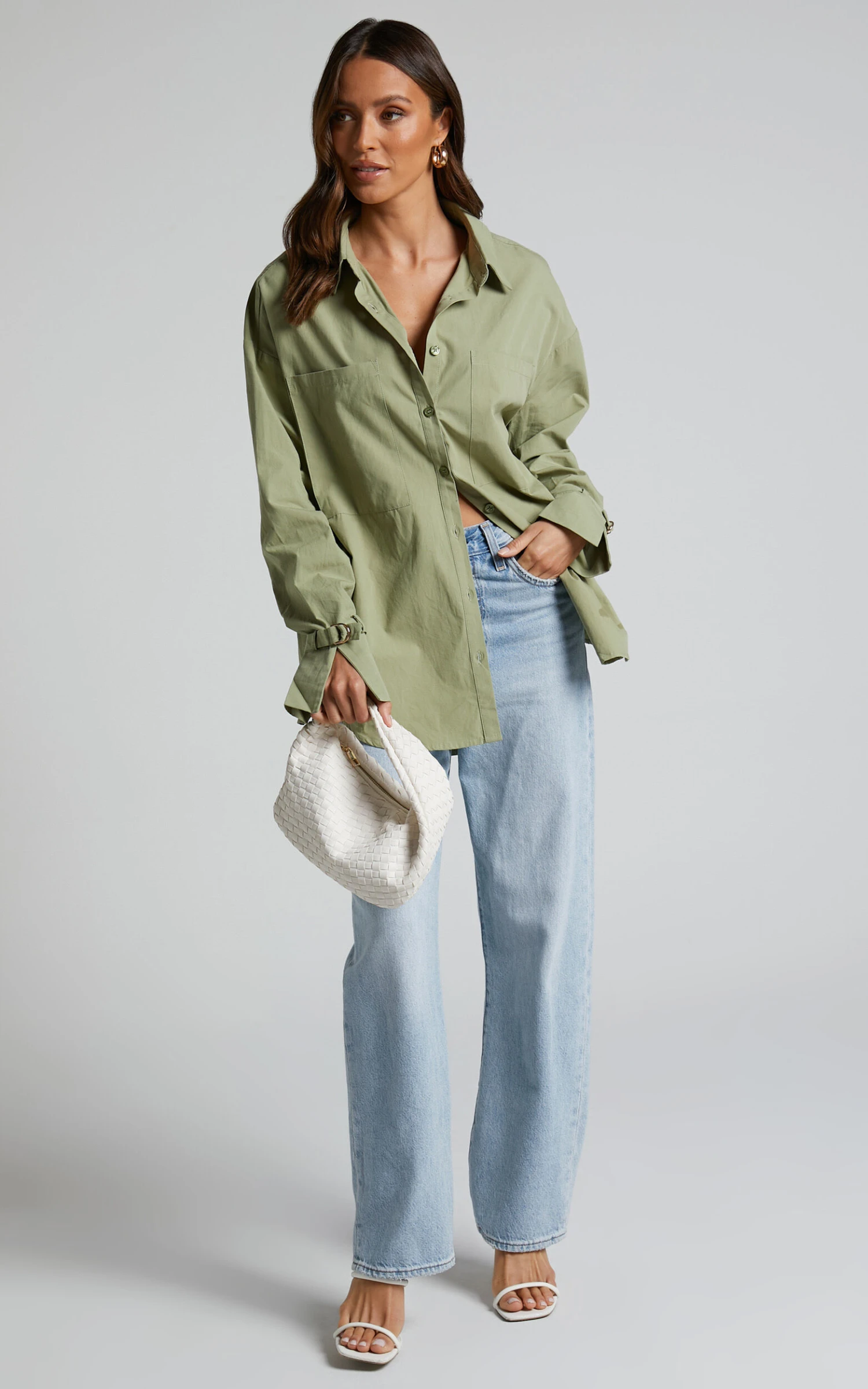 Showpo Evanlyn Split Cuff Shirt In Sage 5 Showpo Evanlyn Split Cuff Shirt In Sage - Image 5