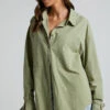 Showpo Evanlyn Split Cuff Shirt In Sage
