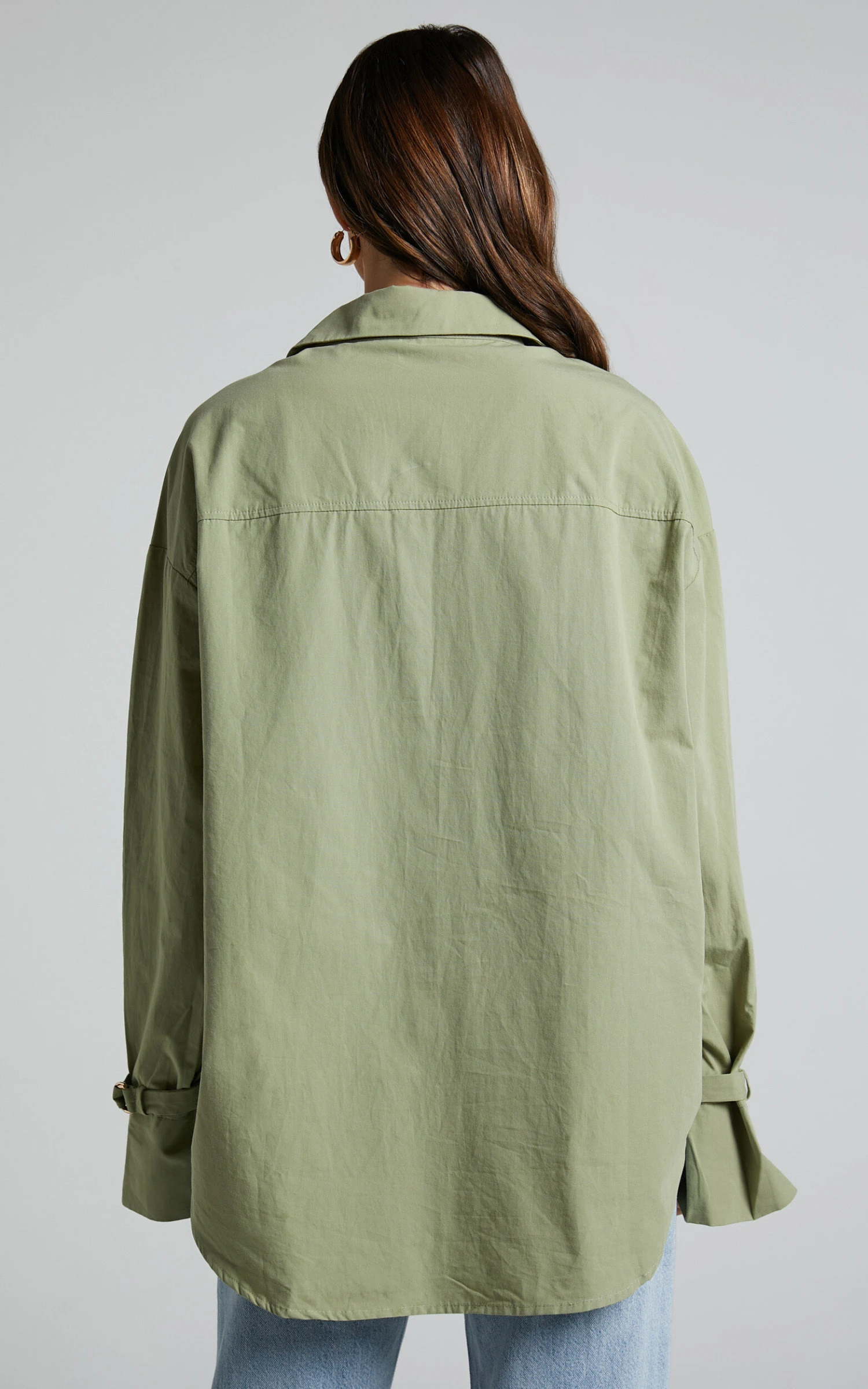Showpo Evanlyn Split Cuff Shirt In Sage 8 Showpo Evanlyn Split Cuff Shirt In Sage - Image 8