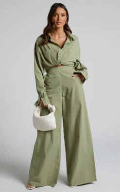 Showpo Evanlyn High Waisted Wide Leg Pants In Sage 14 Showpo Evanlyn High Waisted Wide Leg Pants In Sage -Showpo Women's Clothing Store Evanlyn Wide Leg Pants in Sage