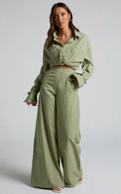 Showpo Evanlyn High Waisted Wide Leg Pants In Sage 15 Showpo Evanlyn High Waisted Wide Leg Pants In Sage -Showpo Women's Clothing Store Evanlyn Wide Leg Pants in Sage 2
