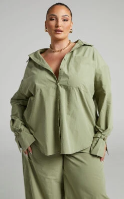 Showpo Evanlyn Split Cuff Shirt In Sage 12 Showpo Evanlyn Split Cuff Shirt In Sage -Showpo Women's Clothing Store Evanlyn shirt in Sage 2528ST22070011022529