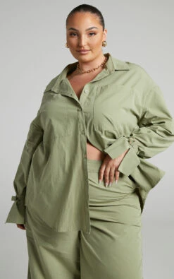 Showpo Evanlyn Split Cuff Shirt In Sage 11 Showpo Evanlyn Split Cuff Shirt In Sage -Showpo Women's Clothing Store Evanlyn shirt in Sage 2528ST22070011022529 6