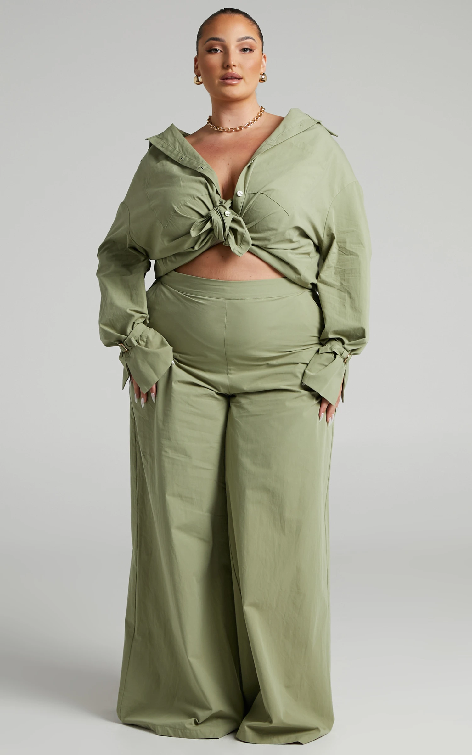 Showpo Evanlyn Split Cuff Shirt In Sage 6 Showpo Evanlyn Split Cuff Shirt In Sage - Image 6