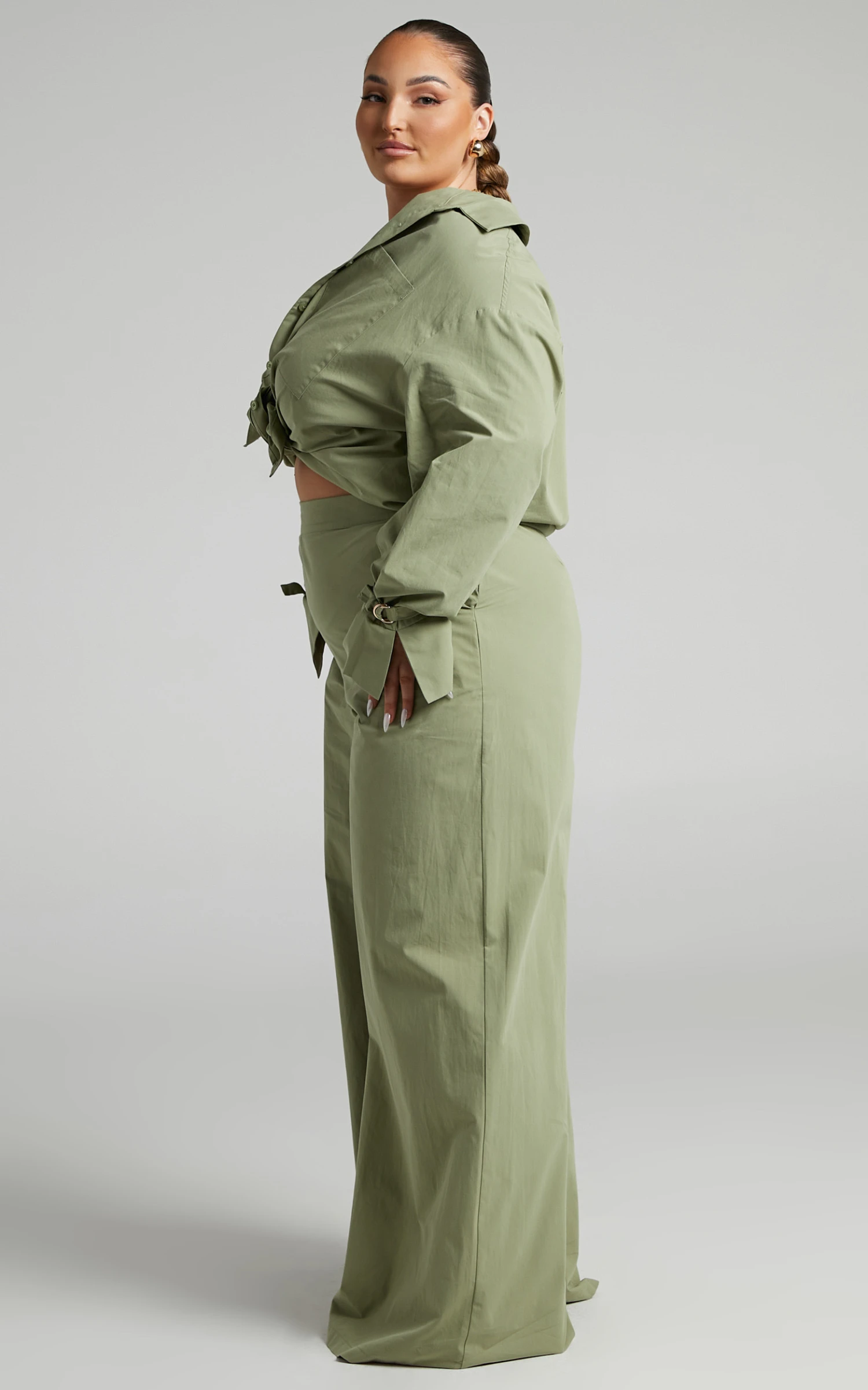 Showpo Evanlyn High Waisted Wide Leg Pants In Sage 5 Showpo Evanlyn High Waisted Wide Leg Pants In Sage - Image 5