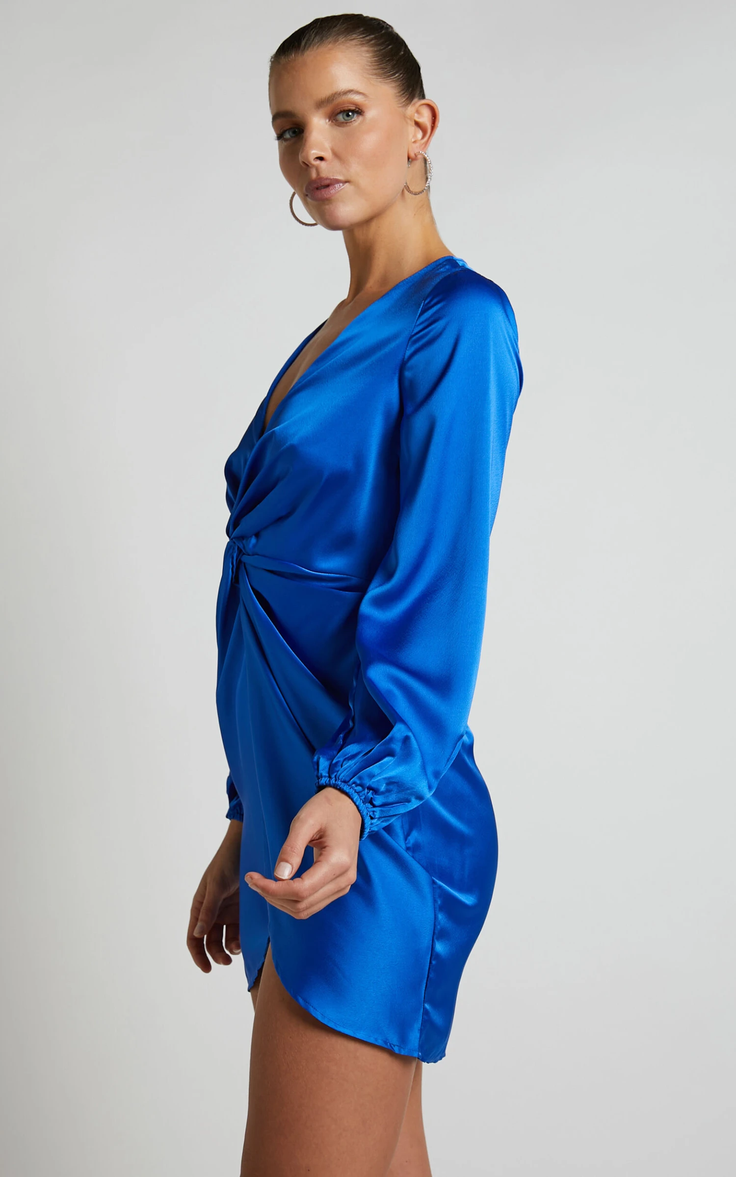 Showpo Everest Twist Front Relaxed Sleeve Mini Dress In Cobalt 5 Showpo Everest Twist Front Relaxed Sleeve Mini Dress In Cobalt - Image 5