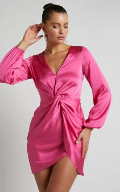 Showpo Everest Twist Front Relaxed Sleeve Mini Dress In Hot Pink 13 Showpo Everest Twist Front Relaxed Sleeve Mini Dress In Hot Pink -Showpo Women's Clothing Store Everest Twist Front relaxed sleeve mini dress in Hot pink 3