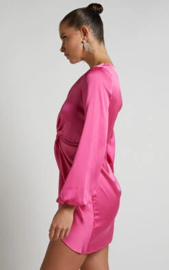 Showpo Everest Twist Front Relaxed Sleeve Mini Dress In Hot Pink 12 Showpo Everest Twist Front Relaxed Sleeve Mini Dress In Hot Pink -Showpo Women's Clothing Store Everest Twist Front relaxed sleeve mini dress in Hot pink 4