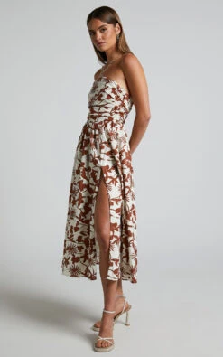 Showpo Evita Midi Dress - Ruched High Split Strapless Dress In Multi 13 Showpo Evita Midi Dress - Ruched High Split Strapless Dress In Multi -Showpo Women's Clothing Store Evita High Split Ruched Strapless Midi Dress in Multi 3