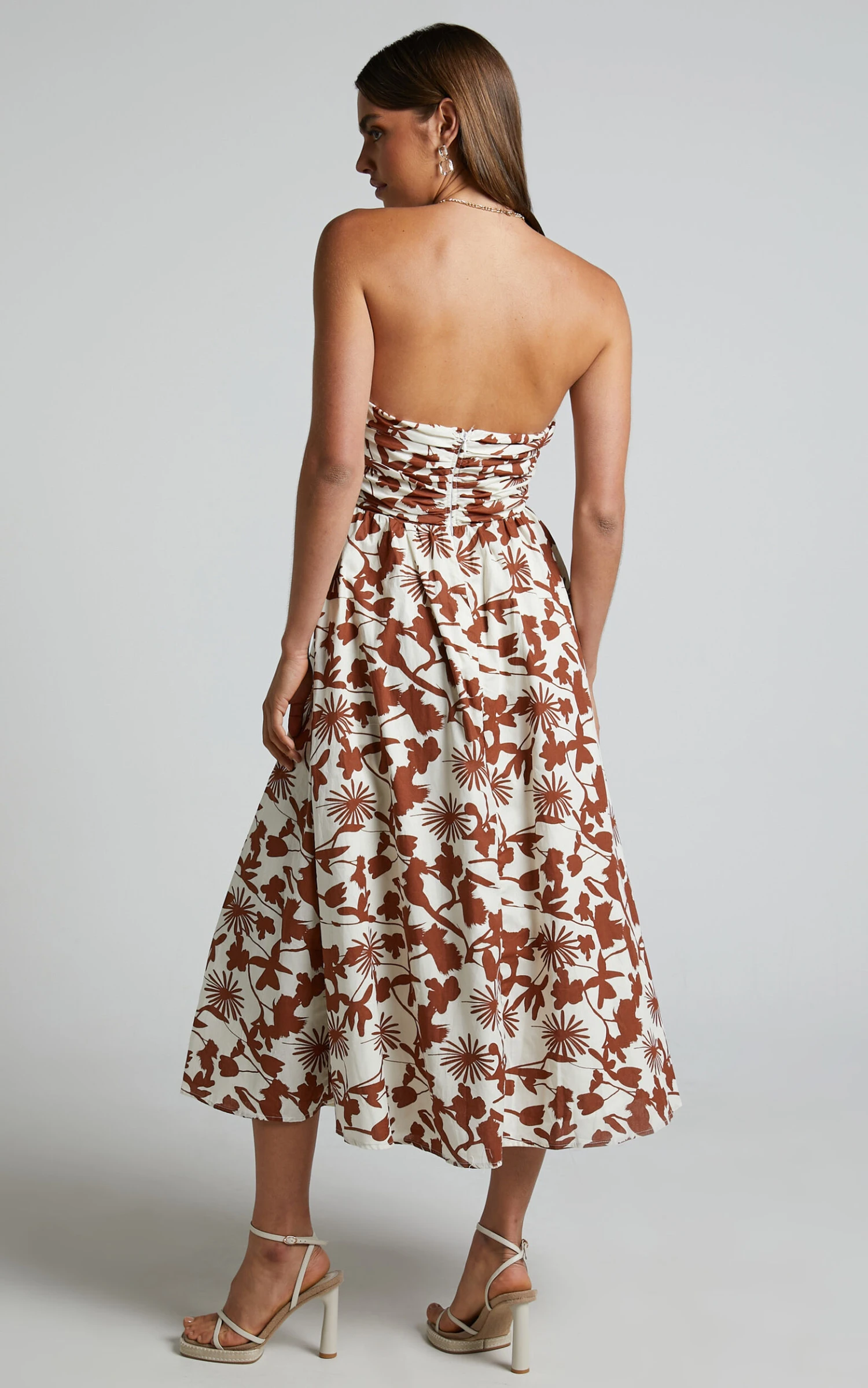 Showpo Evita Midi Dress - Ruched High Split Strapless Dress In Multi 8 Showpo Evita Midi Dress - Ruched High Split Strapless Dress In Multi - Image 8