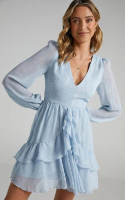 Showpo Eyes That Know Me Long Sleeve Ruffle Mini Dress In Powder Blue 15 Showpo Eyes That Know Me Long Sleeve Ruffle Mini Dress In Powder Blue -Showpo Women's Clothing Store Eyes That Know Me Dress in Powder Blue S000906 1 Powderblue 8