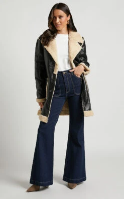 Showpo Ezra Shearling Aviator Jacket In Black -Showpo Women's Clothing Store Ezra Shearlin Aviator Jacket in Black