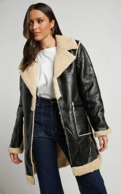 Showpo Ezra Shearling Aviator Jacket In Black -Showpo Women's Clothing Store Ezra Shearlin Aviator Jacket in Black 10
