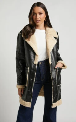 Showpo Ezra Shearling Aviator Jacket In Black -Showpo Women's Clothing Store Ezra Shearlin Aviator Jacket in Black 4