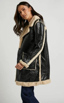 Showpo Ezra Shearling Aviator Jacket In Black -Showpo Women's Clothing Store Ezra Shearlin Aviator Jacket in Black 6