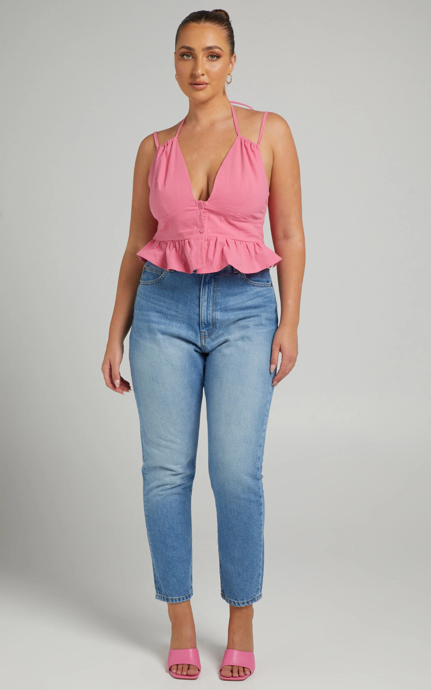 Showpo Evangie Double Strap Peplum Top In Pink 4 Showpo Evangie Double Strap Peplum Top In Pink - Image 4