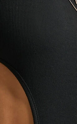 Showpo Nuala High Neck Side Cut Out Bodysuit In Black 17 Showpo Nuala High Neck Side Cut Out Bodysuit In Black -Showpo Women's Clothing Store Fabric 12
