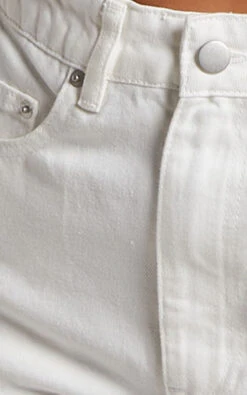 Showpo Ruffy Denim Shorts - Recycled Cotton Mom Fit Shorts In White -Showpo Women's Clothing Store Fabric 252822529 2