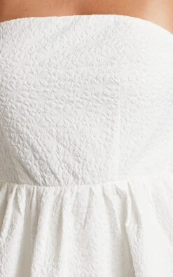 Showpo Rikardy Mini Dress - Strapless Fit And Flare Dress In White Floral Texture 15 Showpo Rikardy Mini Dress - Strapless Fit And Flare Dress In White Floral Texture -Showpo Women's Clothing Store Fabric 252842529