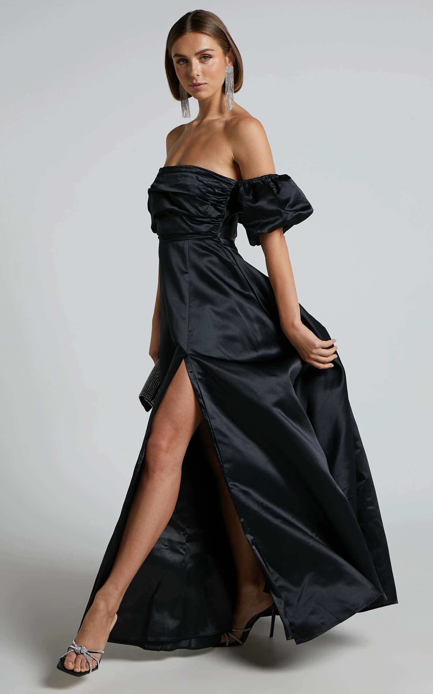 Showpo Faith Maxi Dress - Off Shoulder Puff Sleeve Dress In Black 6 Showpo Faith Maxi Dress - Off Shoulder Puff Sleeve Dress In Black - Image 6