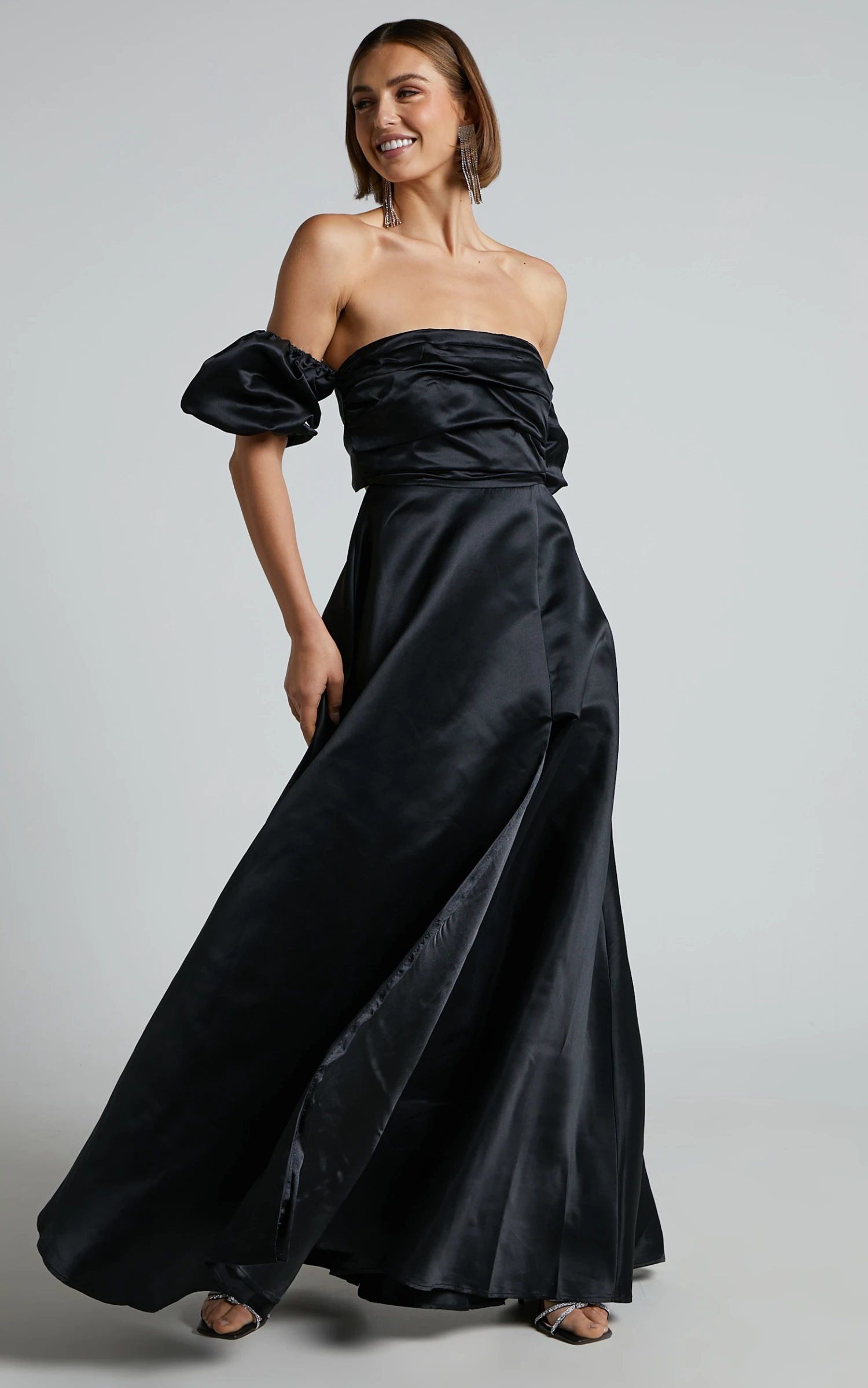 Showpo Faith Maxi Dress - Off Shoulder Puff Sleeve Dress In Black 5 Showpo Faith Maxi Dress - Off Shoulder Puff Sleeve Dress In Black - Image 5